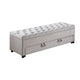 Kenny Ottoman | Underseat Drawer | Beige Button Tufted Boucle | 60"
