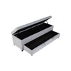 Kenny Ottoman | Underseat Drawer | Gray Button Tufted Boucle 60"