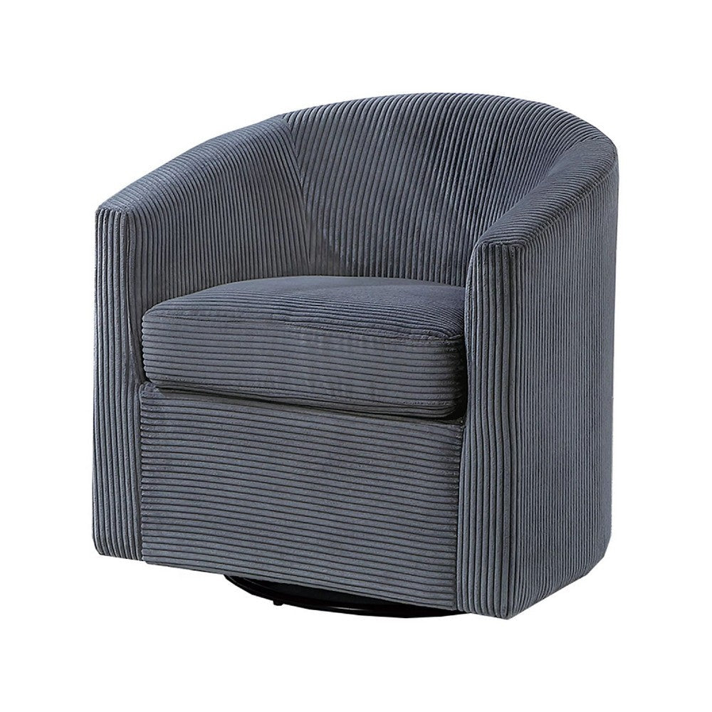 Celina Swivel Chair w Barrel Style Curved Back | Dark Gray Corduroy BM341055