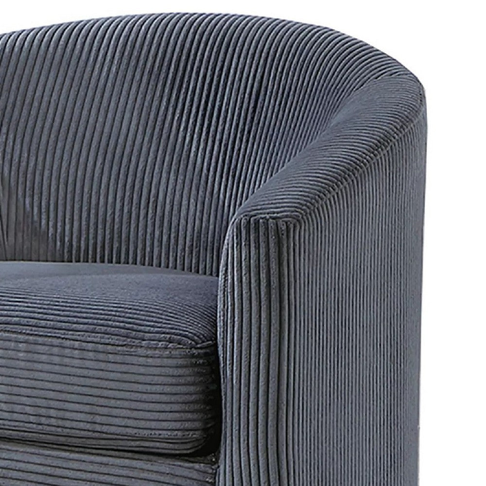Celina Swivel Chair w Barrel Style Curved Back | Dark Gray Corduroy BM341055