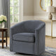 Celina Swivel Chair w Barrel Style Curved Back | Dark Gray Corduroy
