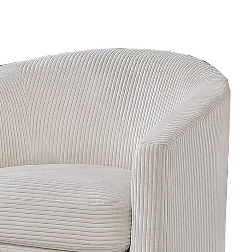Celina Swivel Chair w Barrel Style Curved Back | Beige Corduroy BM341056