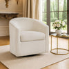Celina Swivel Chair w Barrel Style Curved Back | Beige Corduroy