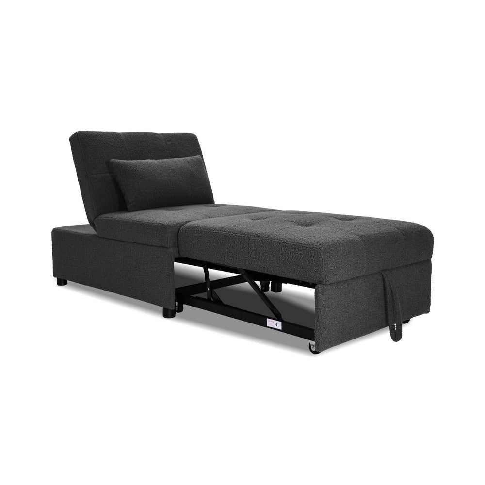 Danyl Convertible Sofa w Pull-Out Bed | Accent Pillow | Black Sherpa BM341057