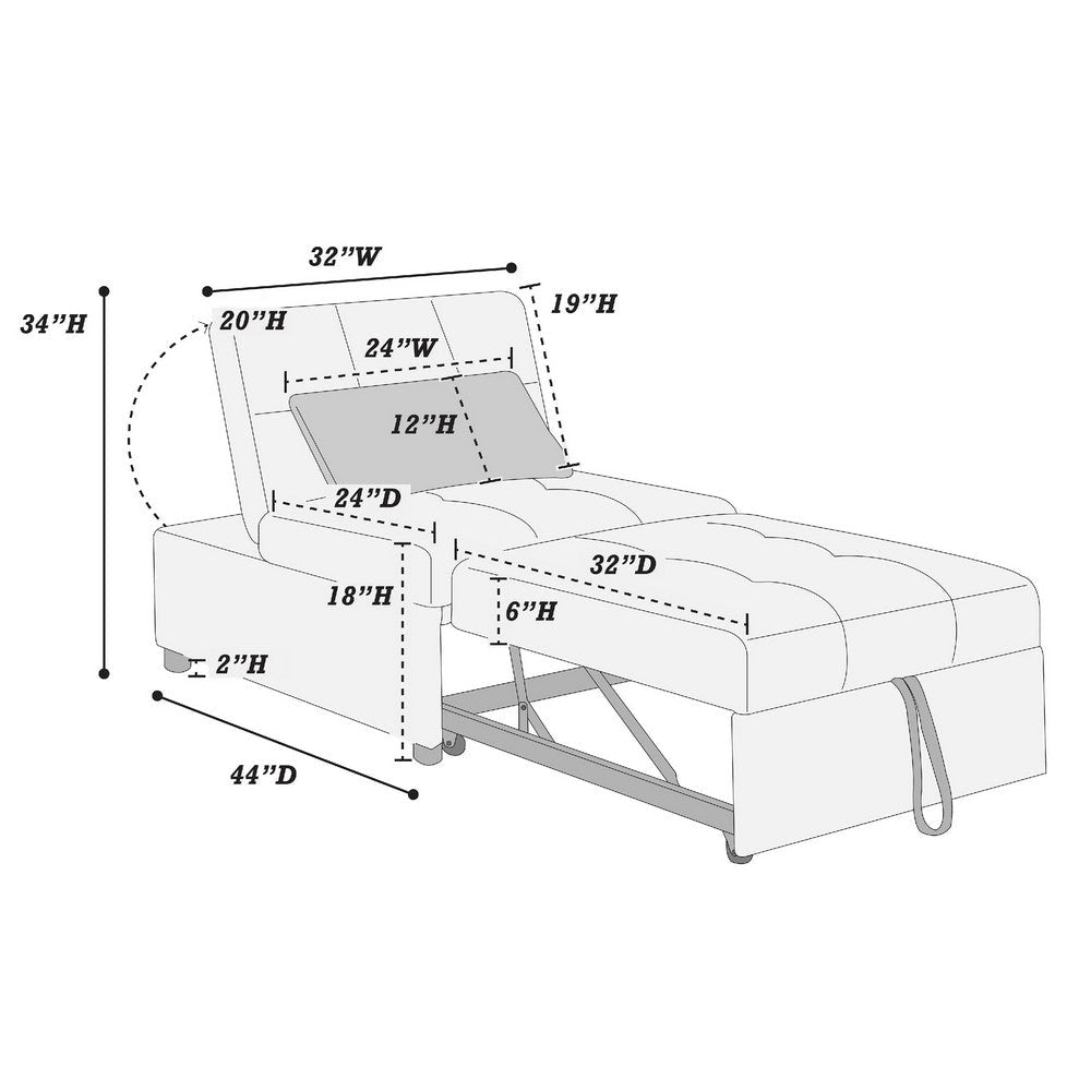 Danyl Convertible Sofa w Pull-Out Bed | Accent Pillow | Black Sherpa BM341057