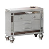 Bailey Nightstand w 2 Drawers & USB Port | Silver Acacia Wood BM341058