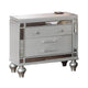Bailey Nightstand w 2 Drawers & USB Port | Silver Acacia Wood BM341058