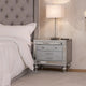 Bailey Nightstand w 2 Drawers & USB Port | Silver Acacia Wood BM341058