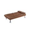 Gary Convertible Sofa w Fold-Down Table | Metal | Brown Faux Leather BM341060