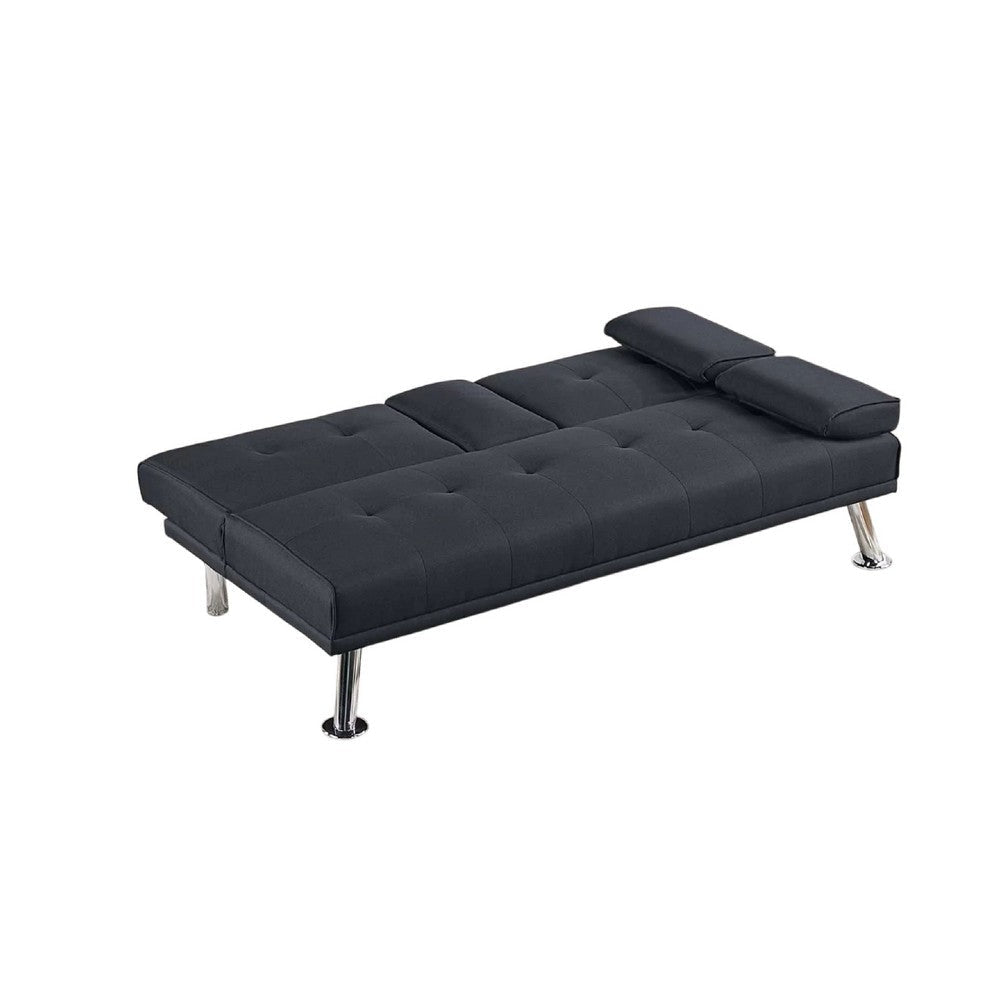 Gary Convertible Sofa w Fold-Down Table | Metal Legs | Black Fabric BM341061