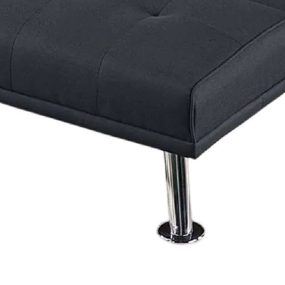 Gary Convertible Sofa w Fold-Down Table | Metal Legs | Black Fabric BM341061