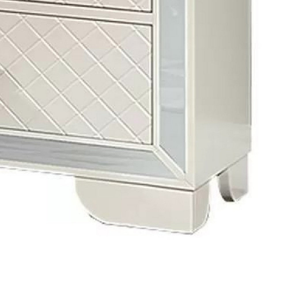 Athon Nightstand w 2 Drawers | Built-In Charging Port | Ivory Wood BM341062