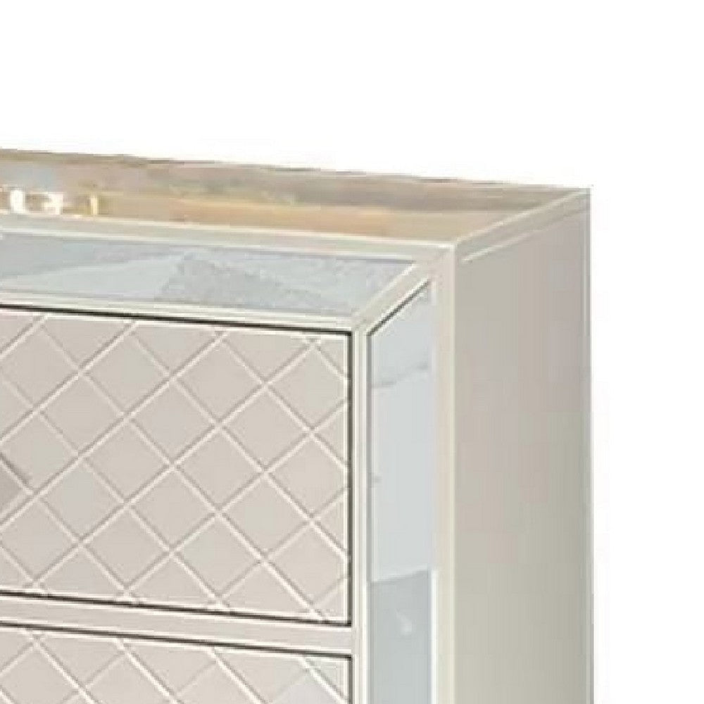 Athon Nightstand w 2 Drawers | Built-In Charging Port | Ivory Wood BM341062