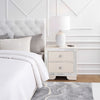 Athon Nightstand w 2 Drawers | Built-In Charging Port | Ivory Wood