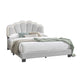 Madsy Full Bed | White Upholstered Fan-Shaped Headboard | Metallic Accents