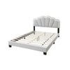 Madsy Full Bed | White Upholstered Fan-Shaped Headboard | Metallic Accents