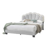 Madsy Full Bed | White Upholstered Fan-Shaped Headboard | Metallic Accents