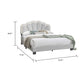 Madsy Full Bed | White Upholstered Fan-Shaped Headboard | Metallic Accents