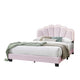 Madsy Full Bed | Pink Upholstered Fan-Shaped Headboard | Metallic Accents