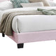Madsy Full Bed | Pink Upholstered Fan-Shaped Headboard | Metallic Accents