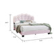 Madsy Full Bed | Pink Upholstered Fan-Shaped Headboard | Metallic Accents