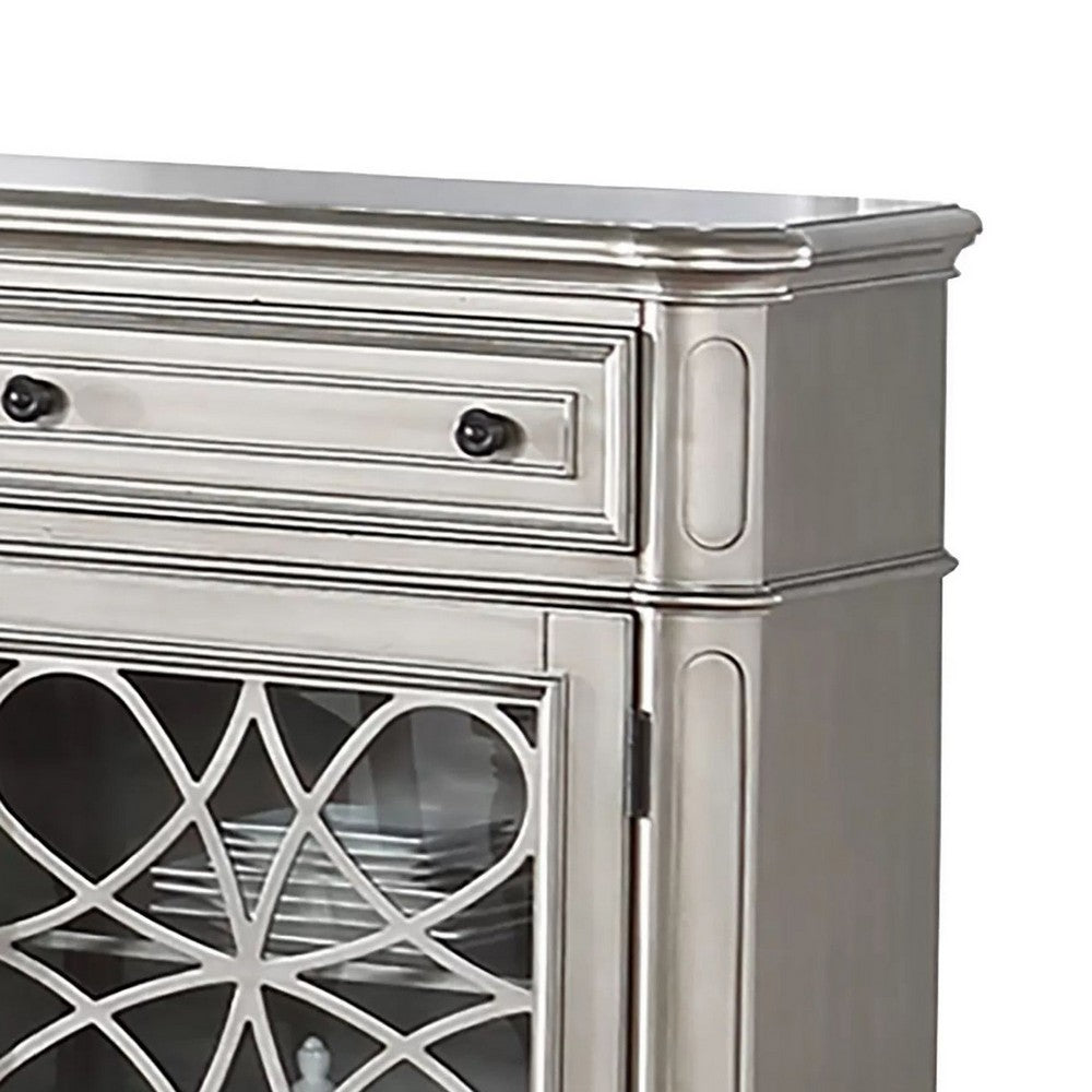 Garry Sideboard Buffet Console | 2 Drawers | Cabinets | Silver Wood | 56"