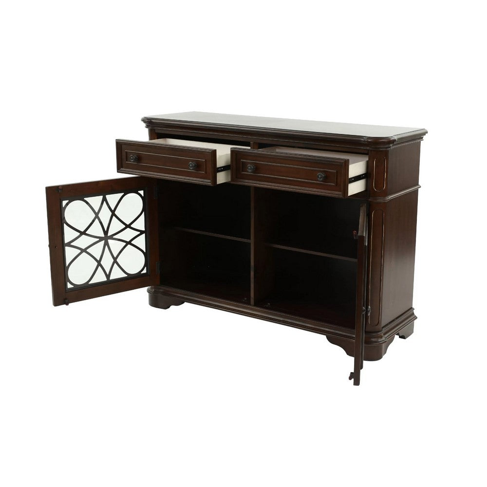 Garry Sideboard Buffet Console | 2 Drawers | Cabinets | Cherry Brown | 56"