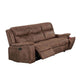 Verra Reclining Sofa w Cupholders | Walnut Brown Faux Leather | 80"