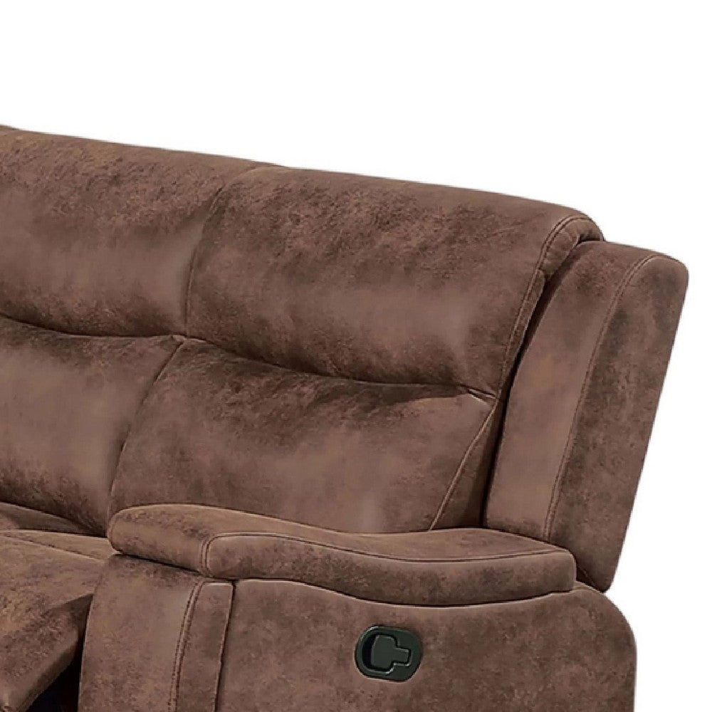 Verra Reclining Sofa w Cupholders | Walnut Brown Faux Leather | 80"