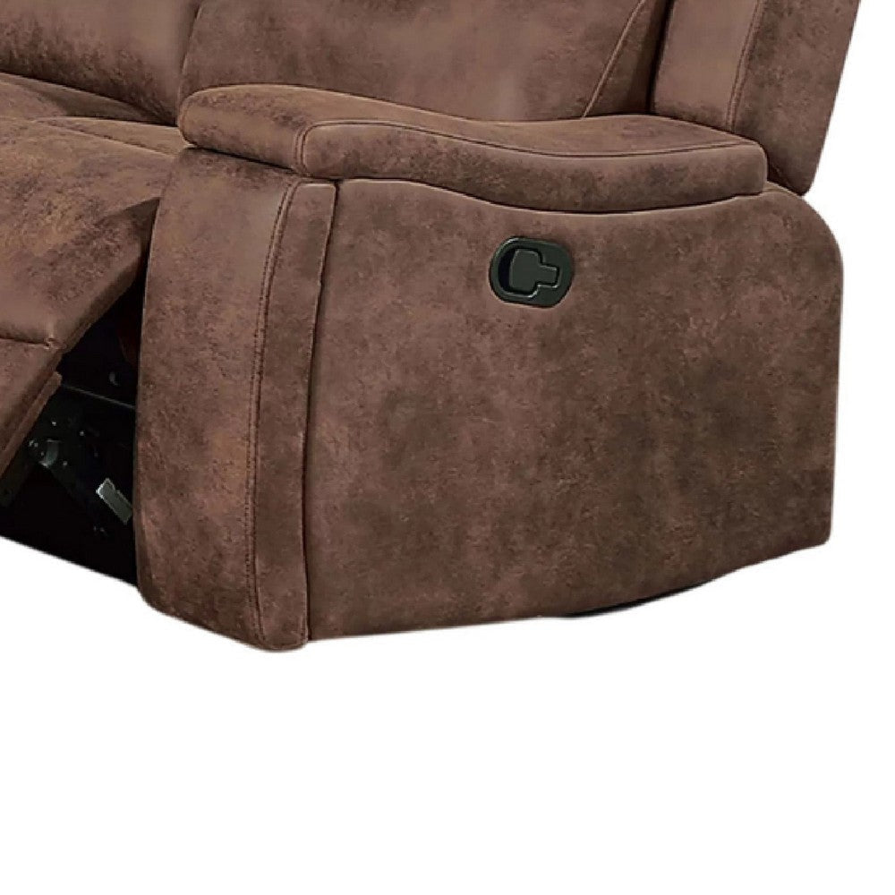 Verra Reclining Sofa w Cupholders | Walnut Brown Faux Leather | 80’’ BM341069
