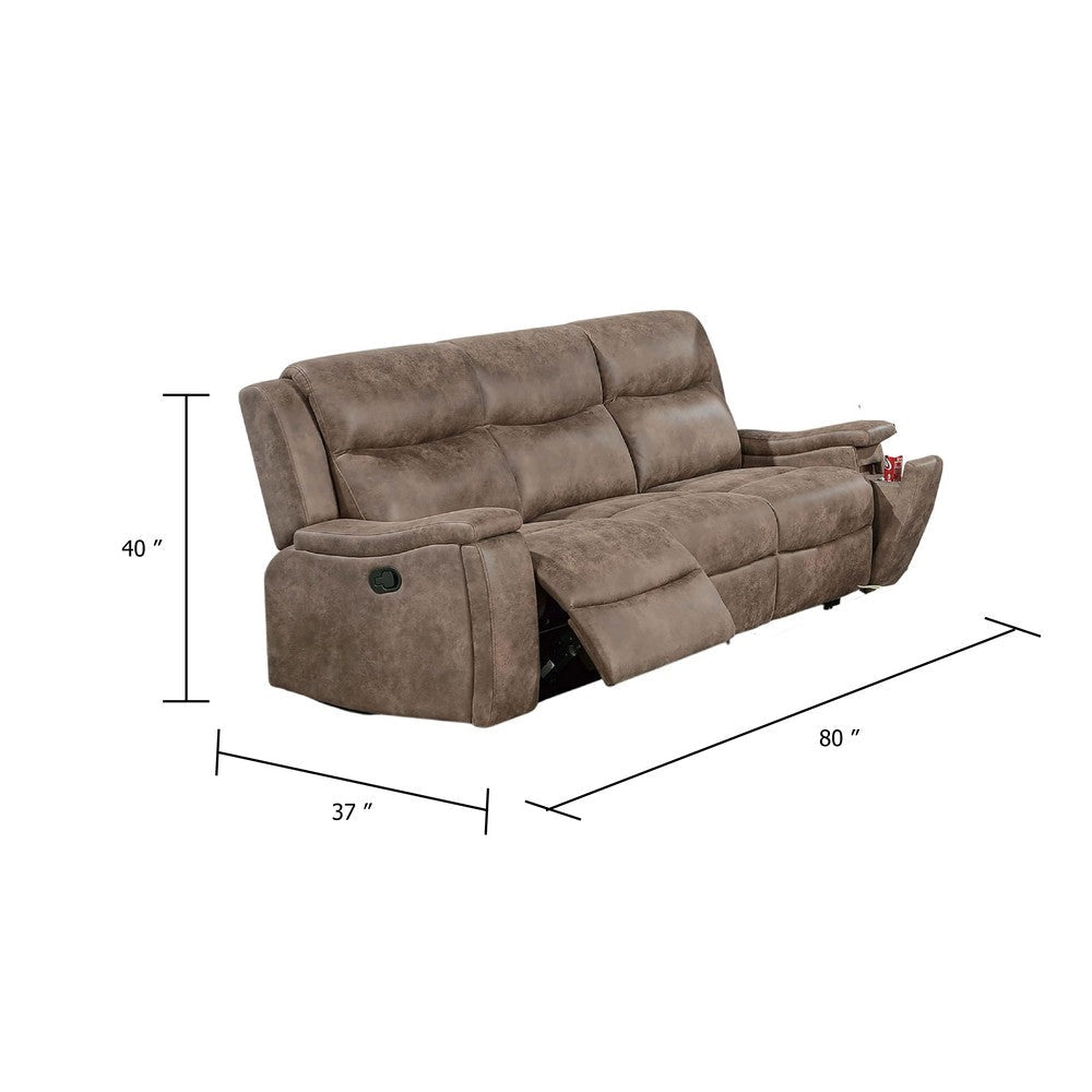 Verra Reclining Sofa w Cupholders | Auburn Tufted Faux Leather | 80’’ BM341070