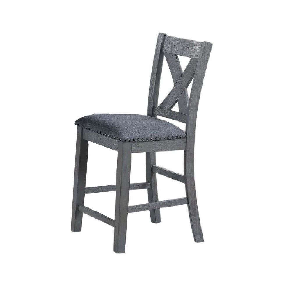 Carla 7pc Counter-Height Dining Table & 6 Chairs Set | Gray Wood