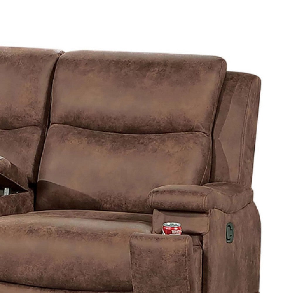 Verra Reclining Loveseat | Console | Cupholders | Brown Faux Leather | 71’’ BM341072