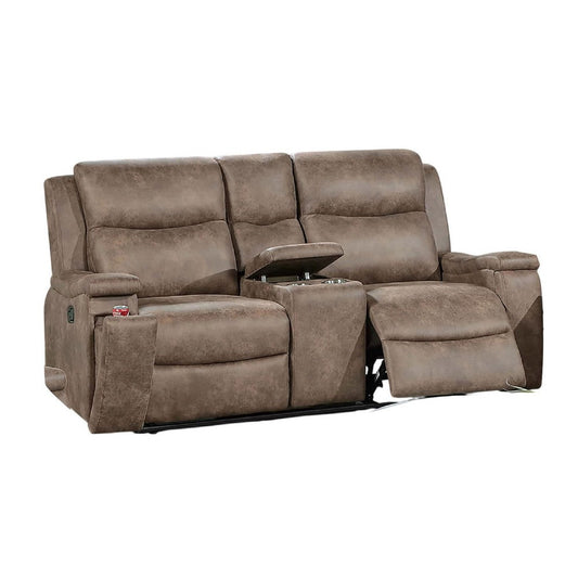 Verra Reclining Loveseat | Console | Cupholders. Auburn Faux Leather | 71"