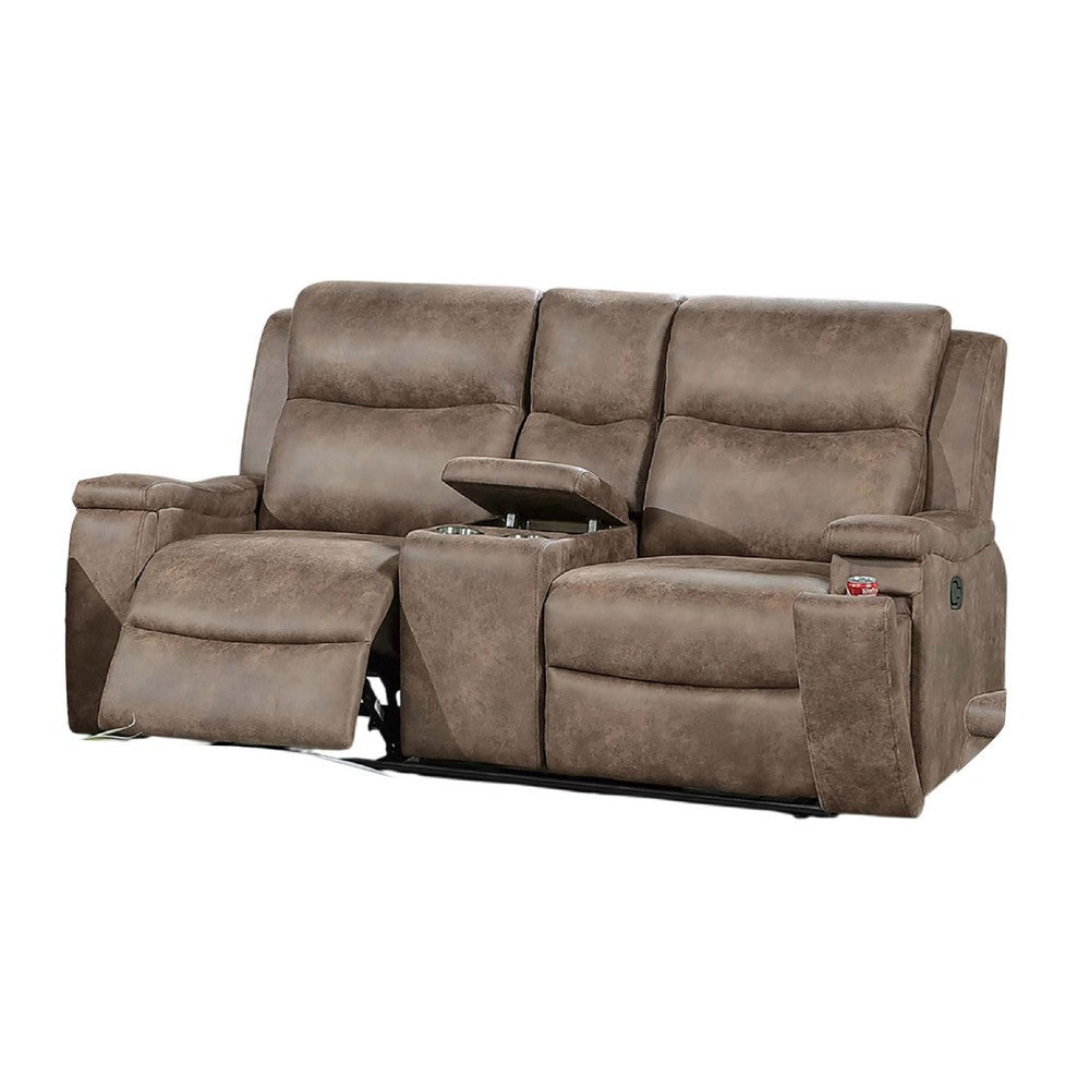 Verra Reclining Loveseat | Console | Cupholders. Auburn Faux Leather | 71’’ BM341073