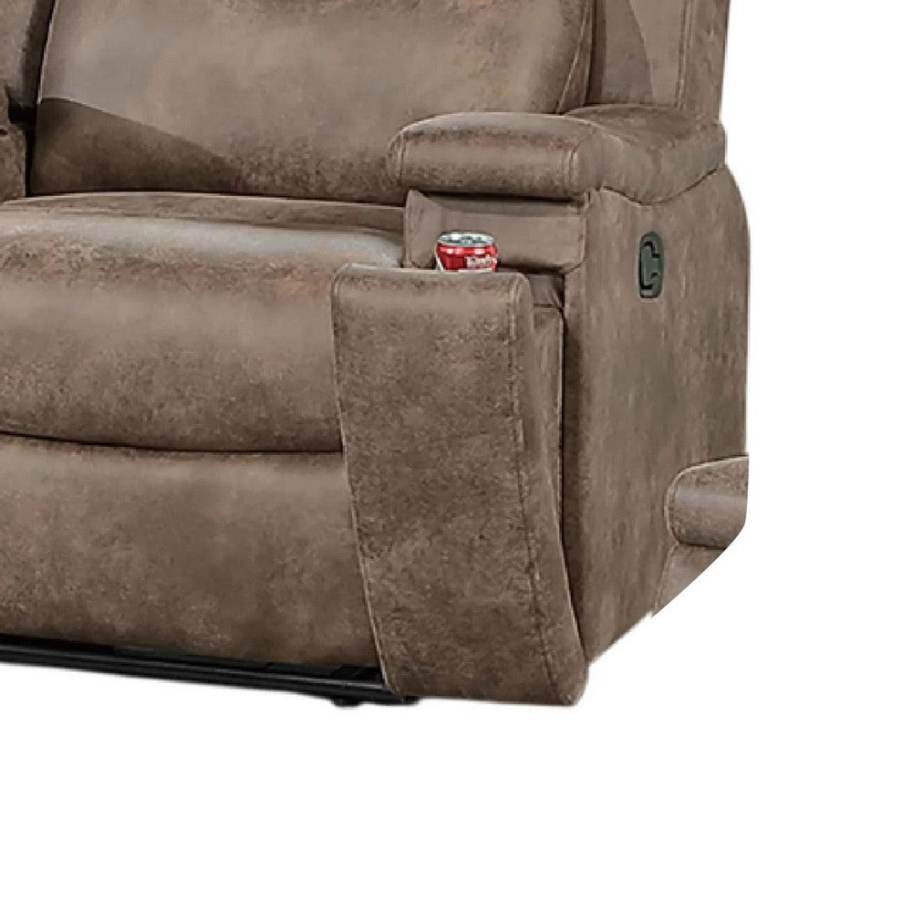 Verra Reclining Loveseat | Console | Cupholders. Auburn Faux Leather | 71’’ BM341073