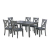 Carla 7pc Dining Table Set 6 Chairs | Nailhead Trim | Farmhouse Gray Wood
