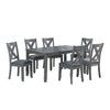 Carla 7pc Dining Table Set 6 Chairs | Nailhead Trim | Farmhouse Gray Wood
