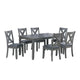 Carla 7pc Dining Table Set 6 Chairs | Nailhead Trim | Farmhouse Gray Wood