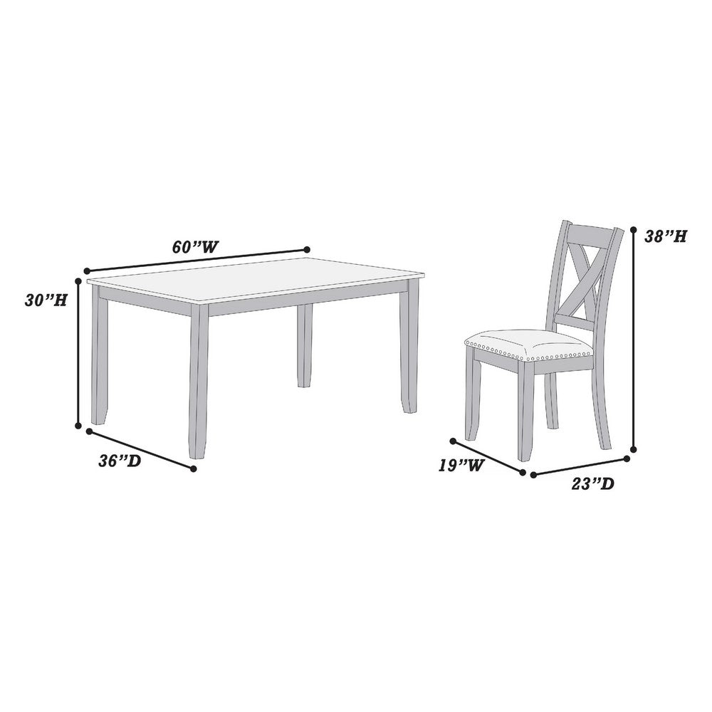 Carla 7pc Dining Table Set 6 Chairs | Nailhead Trim | Farmhouse Gray Wood