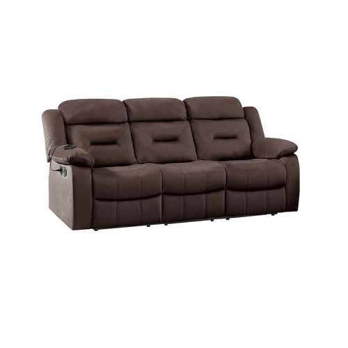 Harper Manual Reclining Sofa | USB Port | Brown Tufted Velvet | 84"