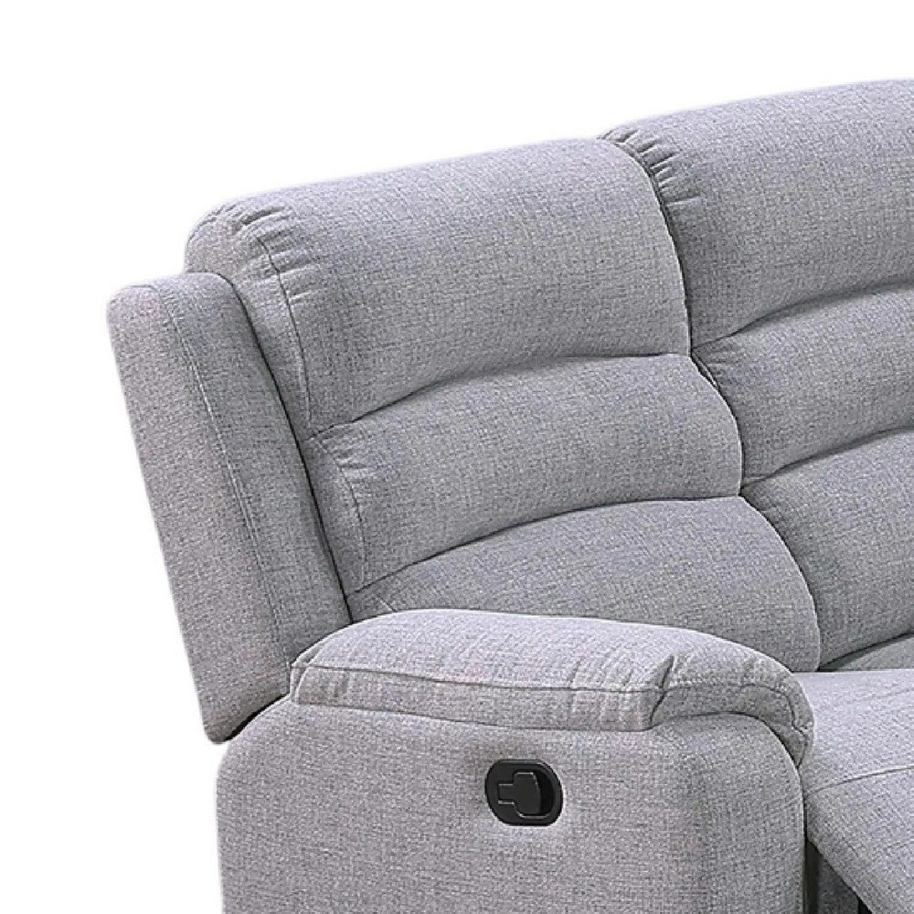 Sonia Manual Reclining Sofa | Bone White Channel-Tufted Burlap | 74"