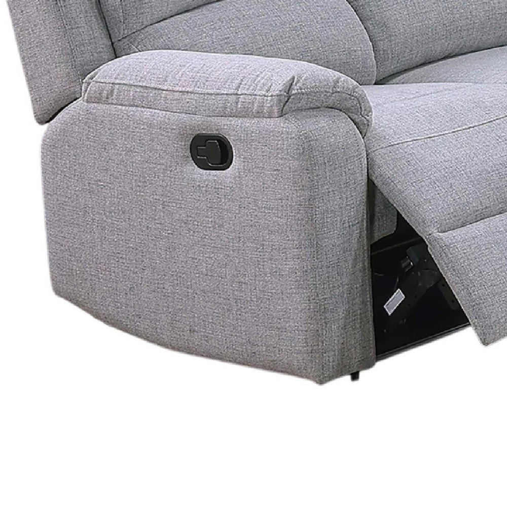 Sonia Manual Reclining Sofa | Bone White Channel-Tufted Burlap | 74"