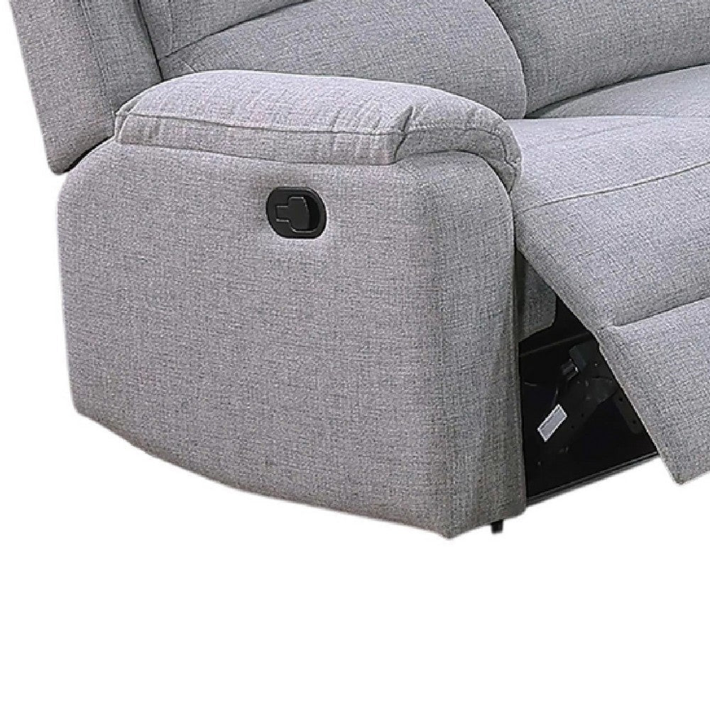 Sonia Manual Reclining Sofa | Bone White Channel-Tufted Burlap | 74’’ BM341076