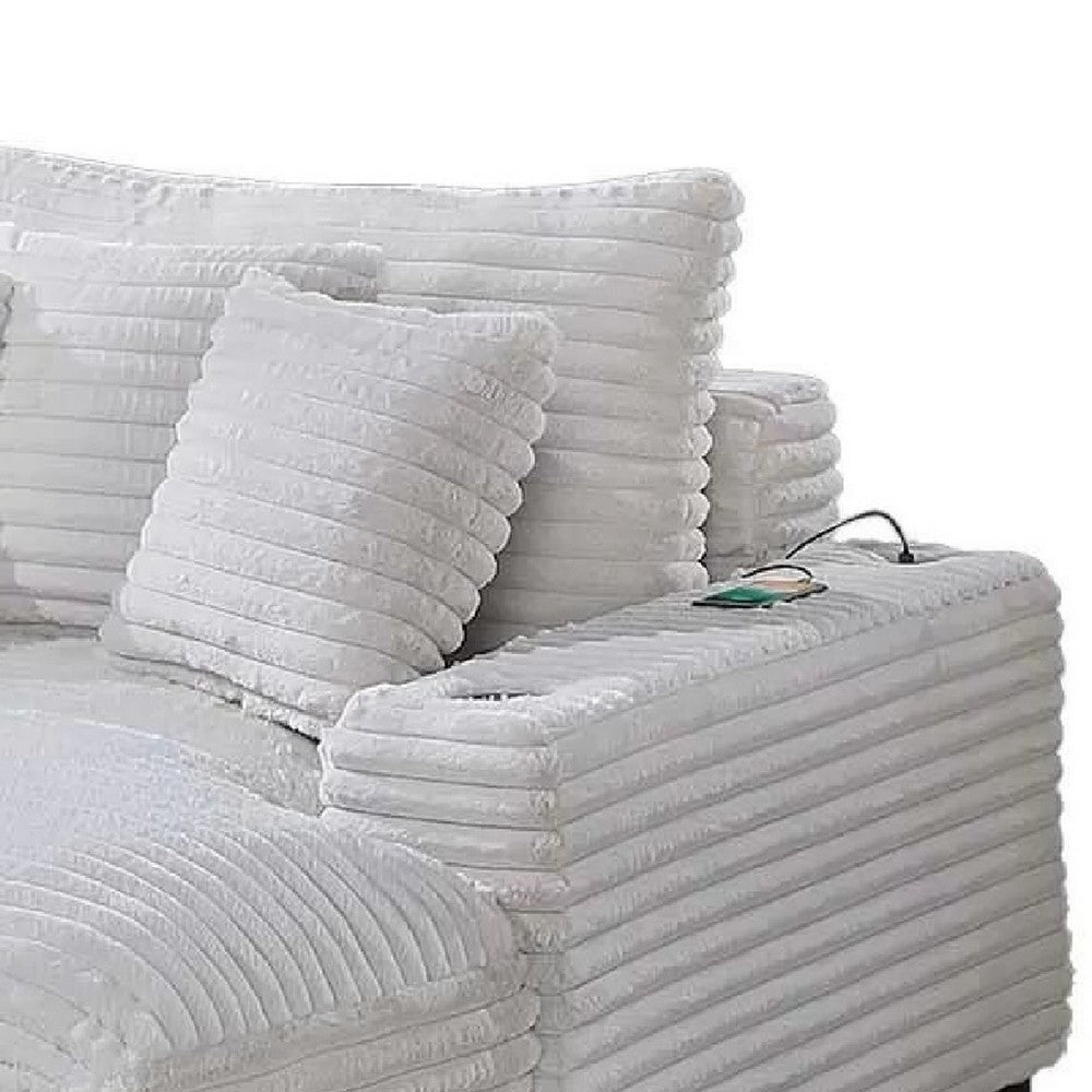 Terra Chaise Lounger | Cup Holder & USB Ports | Taupe Corduroy Fabric