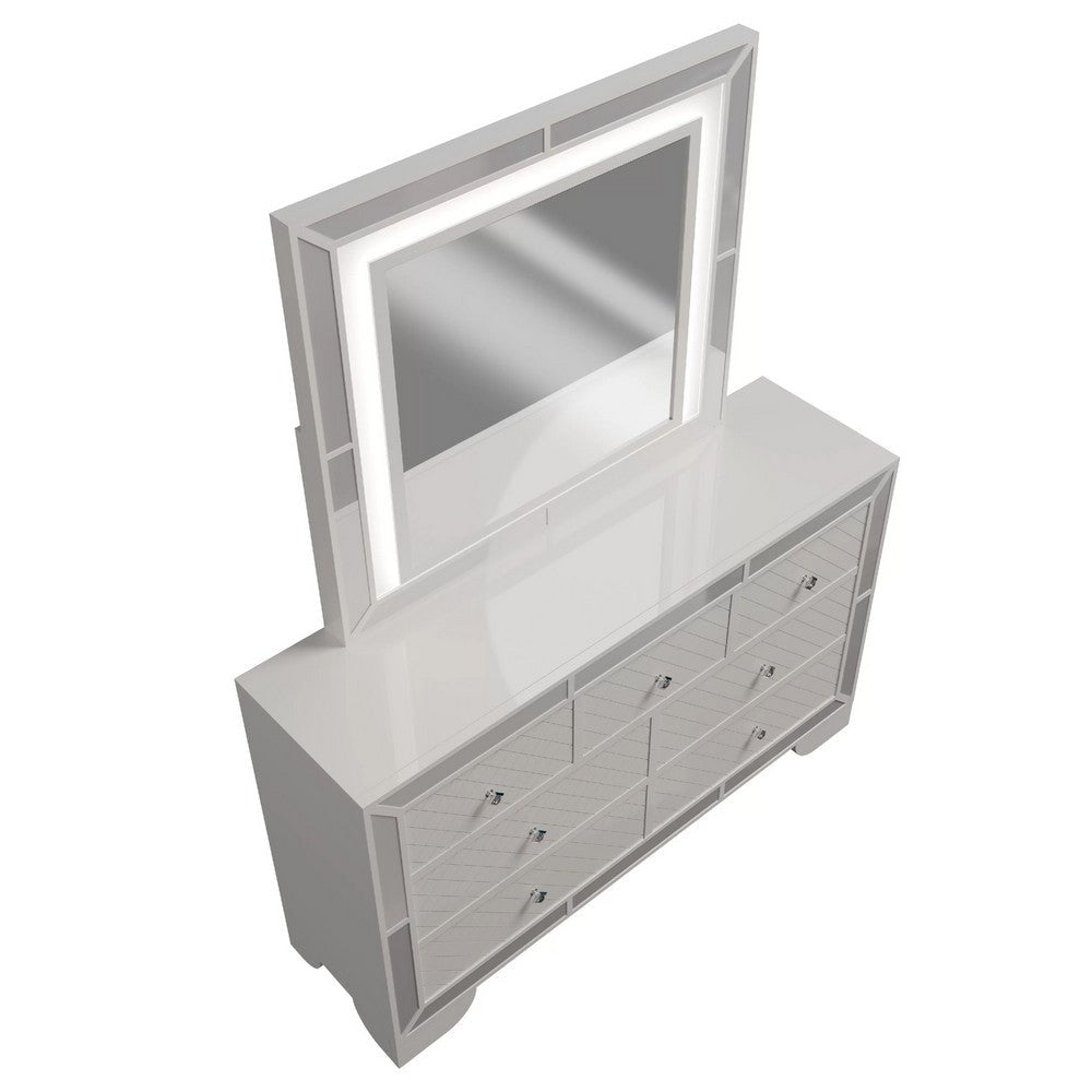 Athon Wide Dresser w 7 Drawers | Diamond Patterns | Ivory Wood BM341080