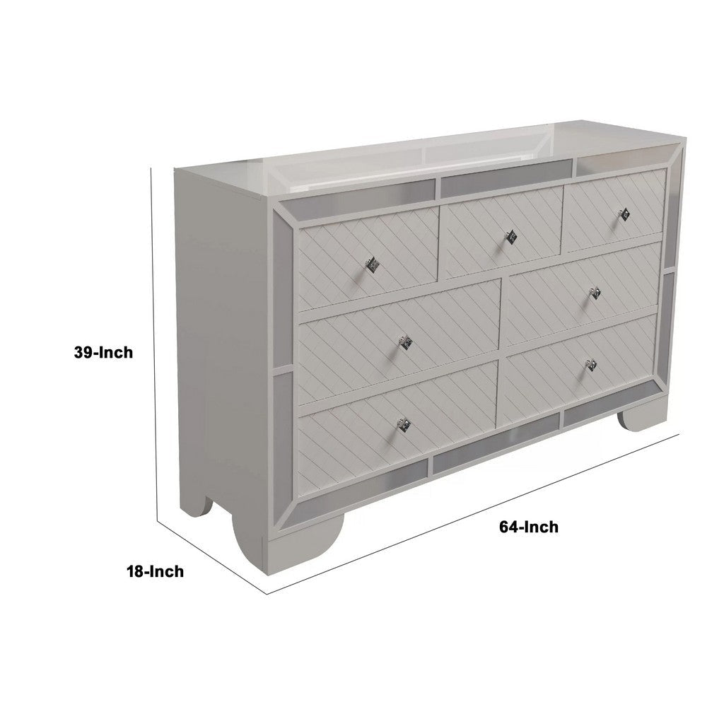 Athon Wide Dresser w 7 Drawers | Diamond Patterns | Ivory Wood BM341080