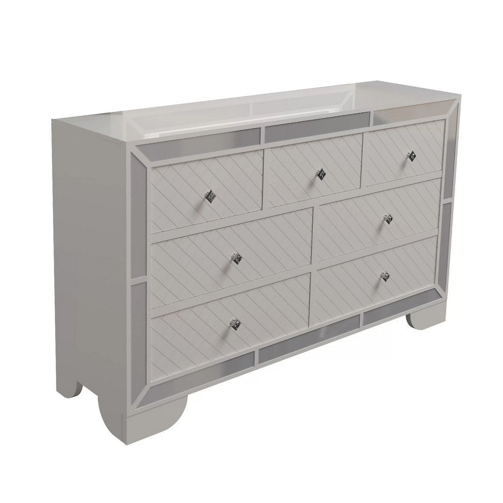 Athon Wide Dresser w 7 Drawers | Diamond Patterns | Ivory Wood BM341080