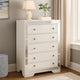 Athon Tall Dresser Chest w 5 Drawers | Diamond Patterns | Ivory Wood BM341081