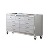 Bailey Wide Dresser | Mirror Trim & 9 Drawers | Silver Wood BM341082